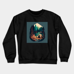 Camping Adventure in the Forest Lake, Fishing Crewneck Sweatshirt